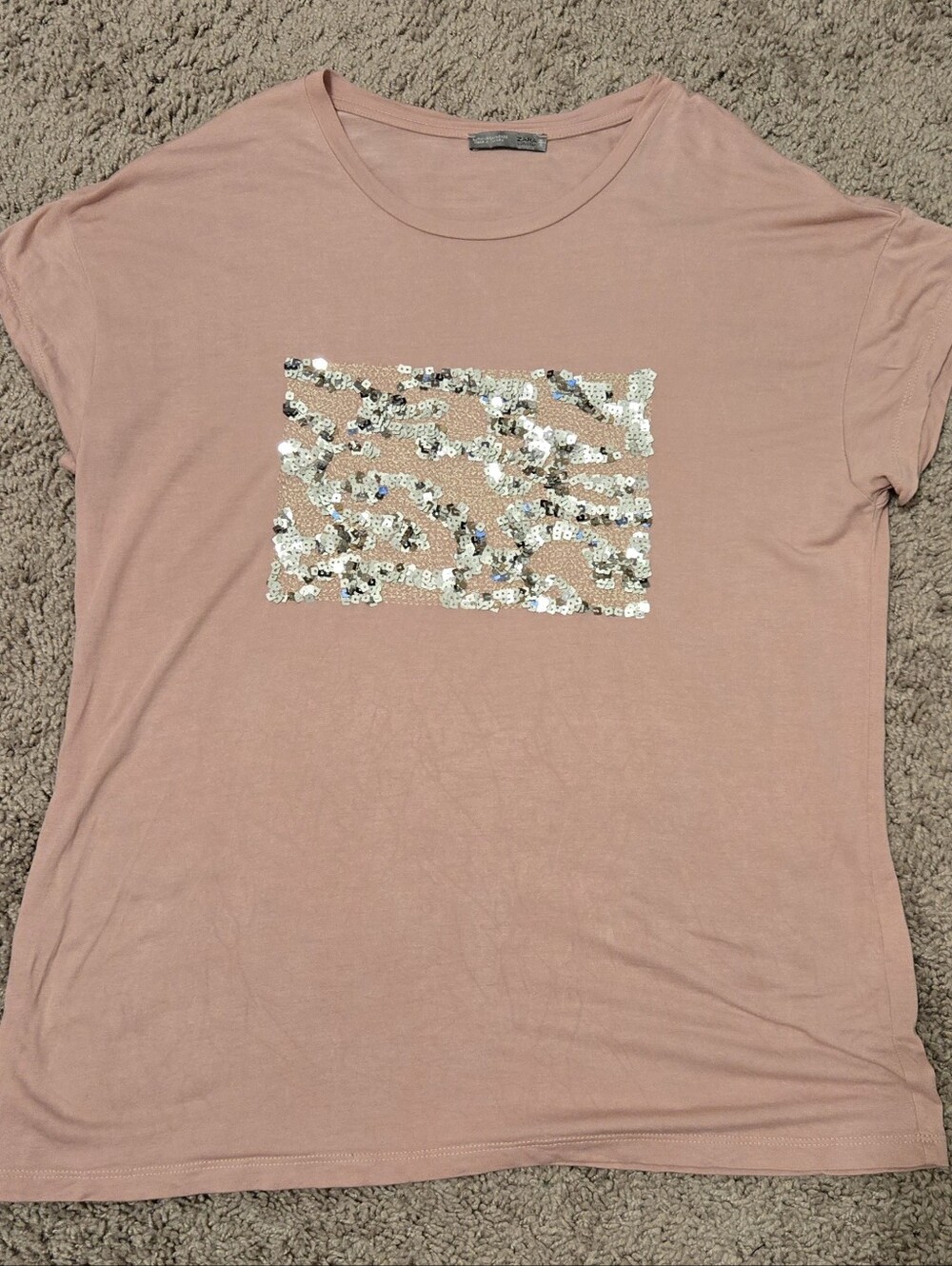Zara Mauve Sequin Accent Tee